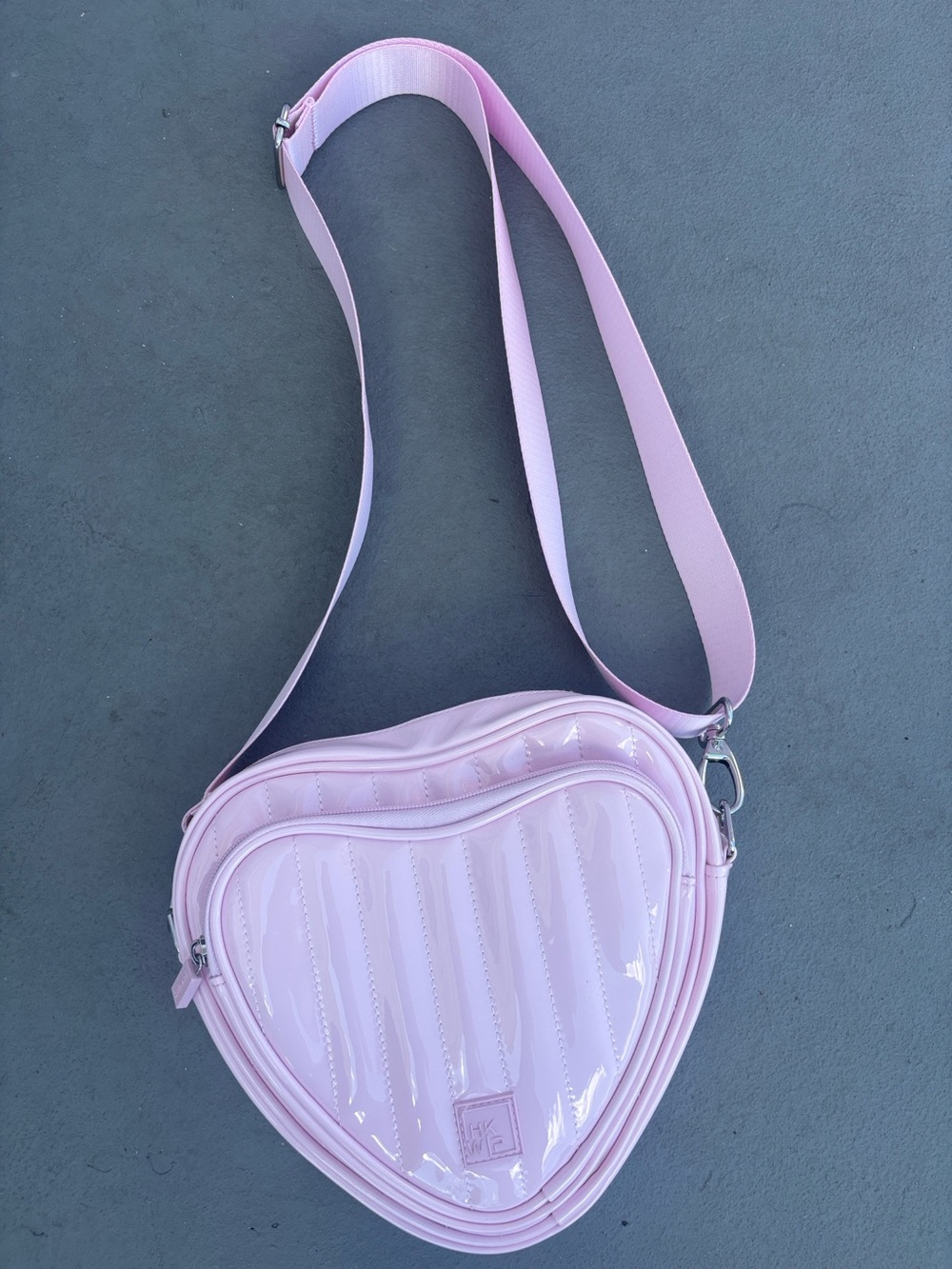 Heart-Shaped Pink Crossbody Bag with Adjustable Strap